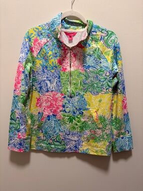 Lilly Pulitzer Colorful Floral Half-Zip Pullover - Multicolor Size Medium